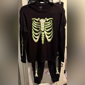 299- Skeleton Print Black Pajama Set